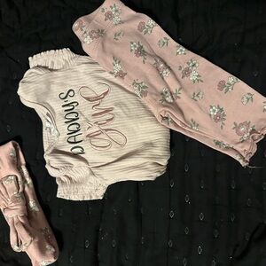 Pink Floral Baby Outfit Set